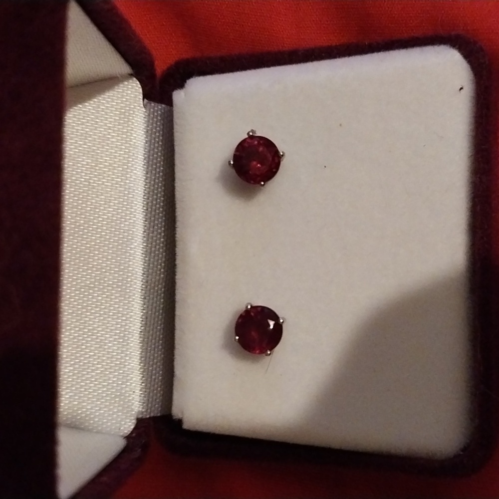DJoy Fuchsia Rhinestone Studded 925 Sterling Silver Earrings